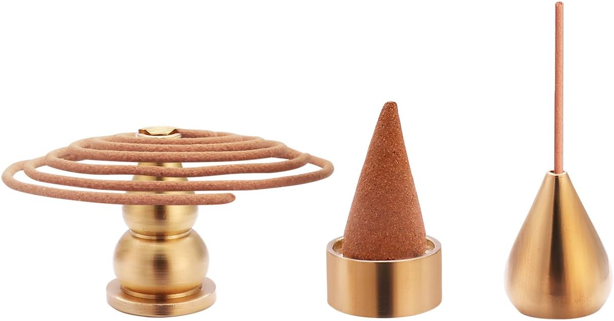 Quemador de incienso de latón, soporte para cono de incienso, soporte de bobina de incienso, soporte para barra de incienso, 3 estilos.