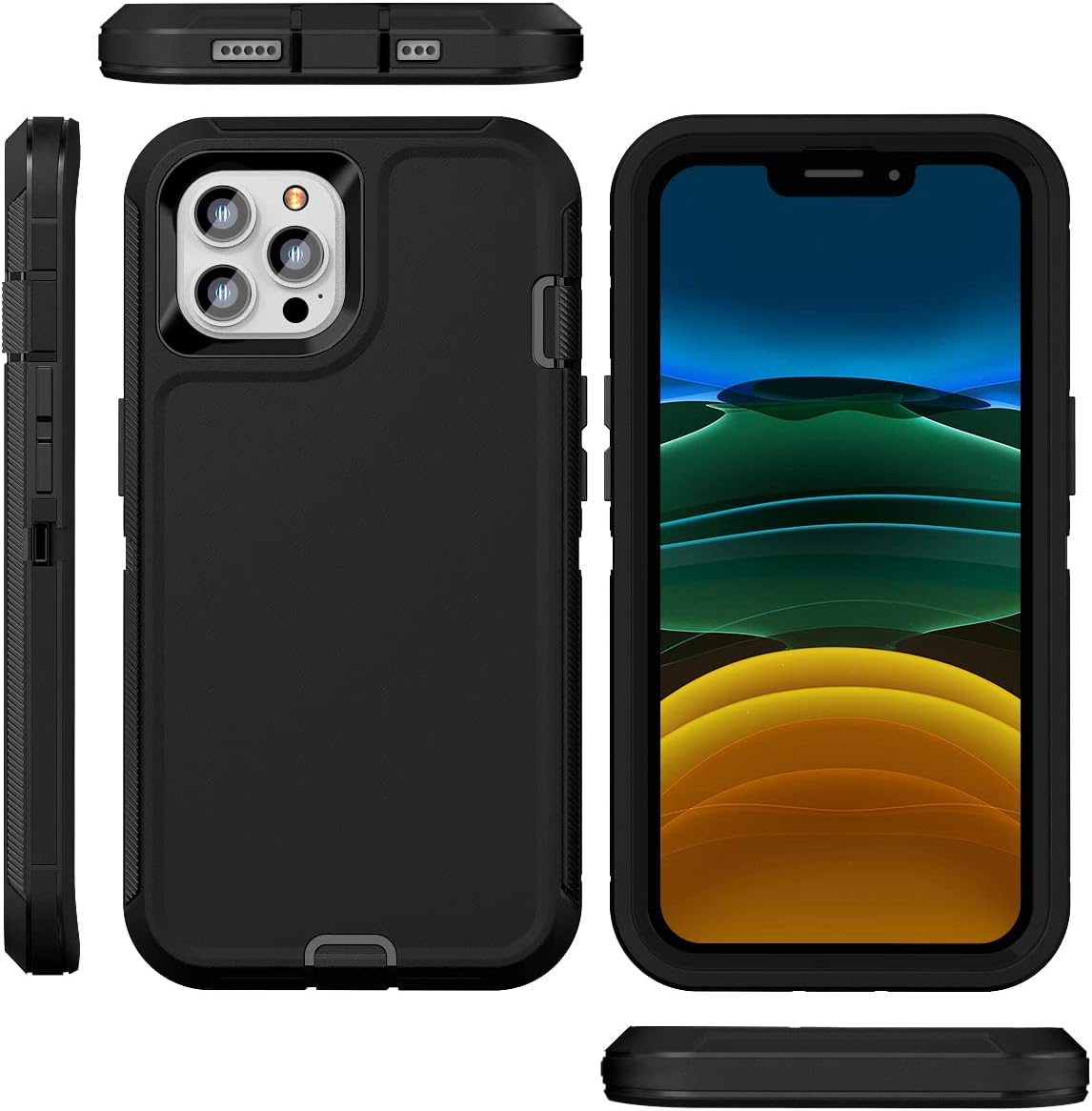 FEIYAR HOME Funda resistente para iPhone 11 Pro Max con 2 protectores de vidrio templado, grado militar, a prueba de golpes, color negro