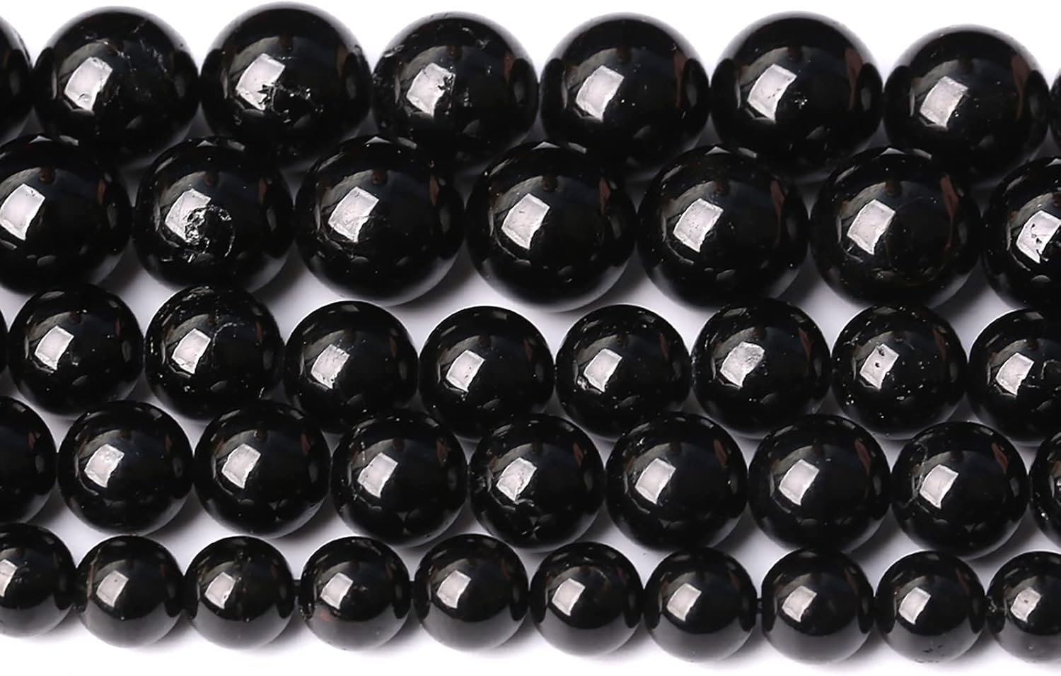 38 cuentas de piedras preciosas de turmalina negra natural AAAA de 0.394 pulgadas (0.394 in), cuentas redondas sueltas para hacer joyas, pulseras y