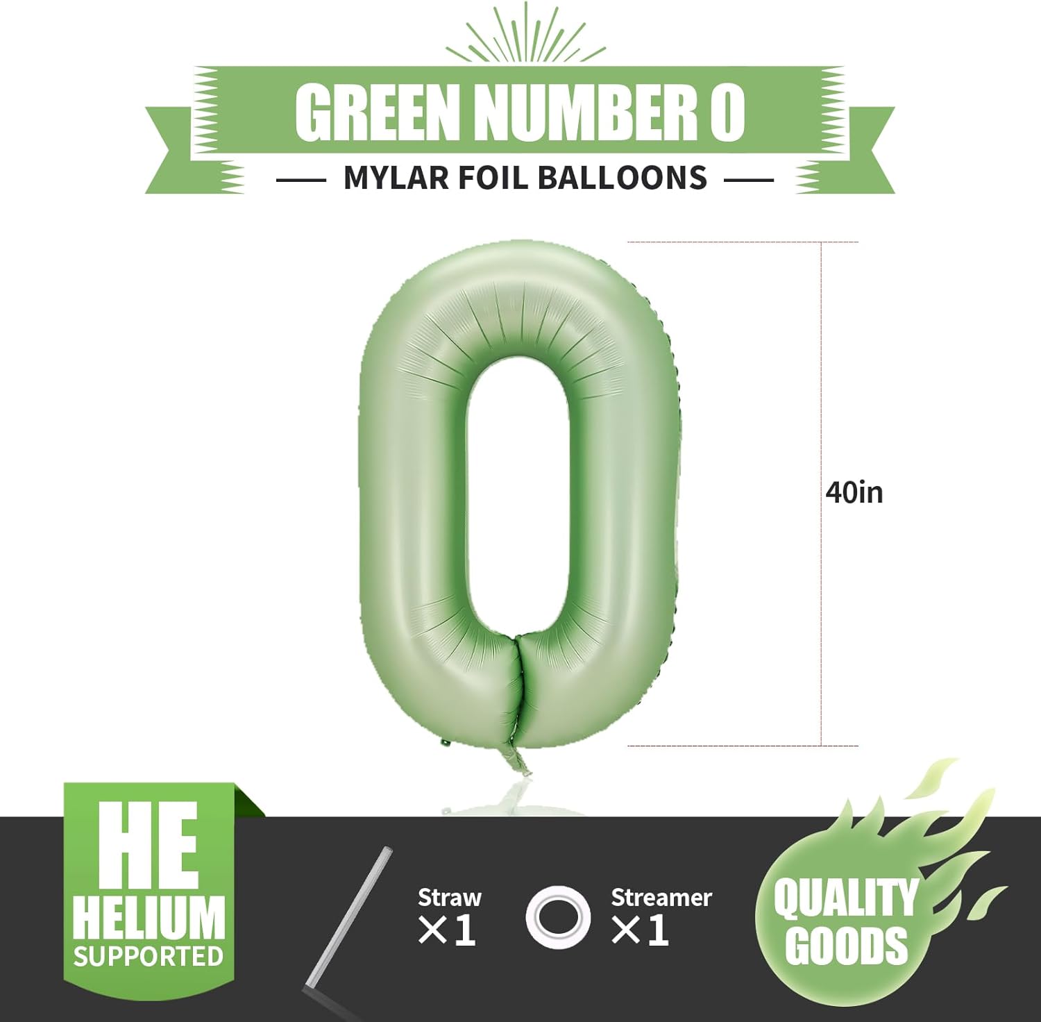 Globos digitales de 40 pulgadas con 10 números verdes de Mylar para helio, fiesta de baby shower, temática de sirena oceánica, suministros de