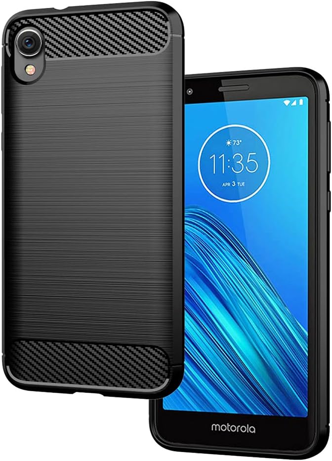 Asuwish Funda compatible con Moto E6 y protector de pantalla de vidrio templado, accesorios de celda de película, cubiertas delgadas de silicona