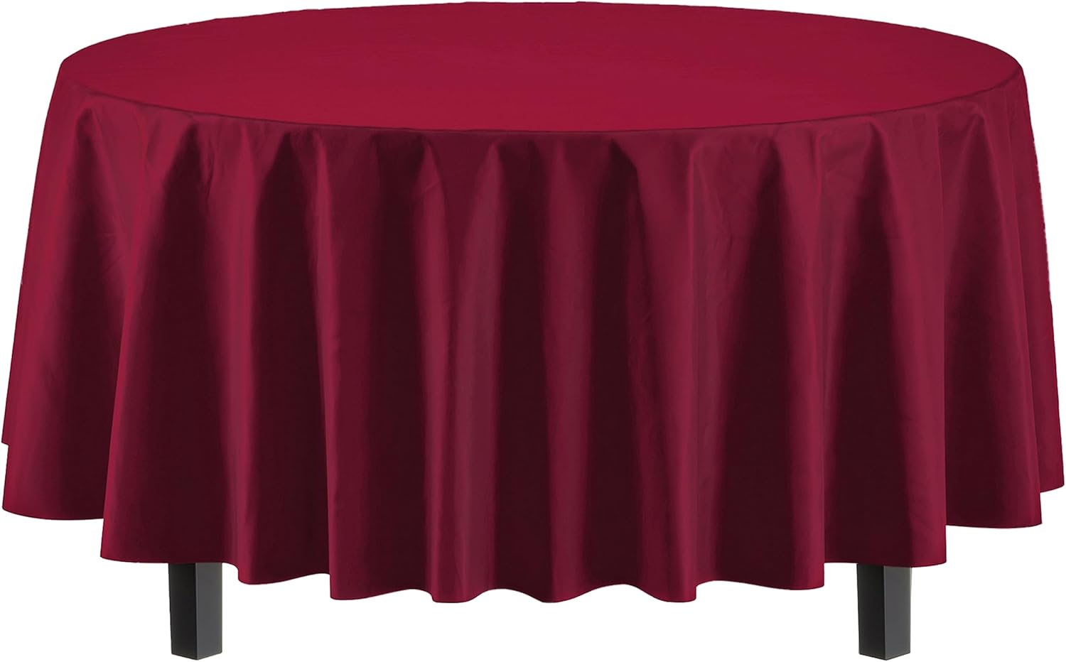 Exquisite Paquete de 4 manteles de plástico color burdeos, mantel redondo desechable de 84 pulgadas para fiestas, mantel redondo, manteles