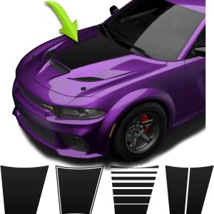 Calcomanía para capó compatible con Dodge Charger Super Bee Scat Pack Daytona 2015-2023 – 2024 (negro mate, estilo 2) Calcomanía para capó compatible con Dodge Charger Super Bee Scat Pack Daytona 2015-2023 – 2024 (negro mate, estilo 2)