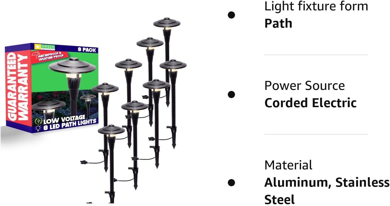 GreenLighting Luces exteriores de bajo voltaje  Luces modernas de estaca de camino de horizonte  Luces de pasarela, luces de jardín y césped,
