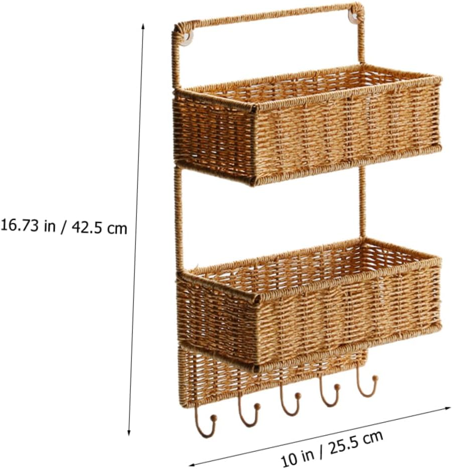 BESTOYARD Cesta de almacenamiento Organizador de baño para cocina, estante montado en la pared, cesta de frutas, cestas tejidas cestas colgantes