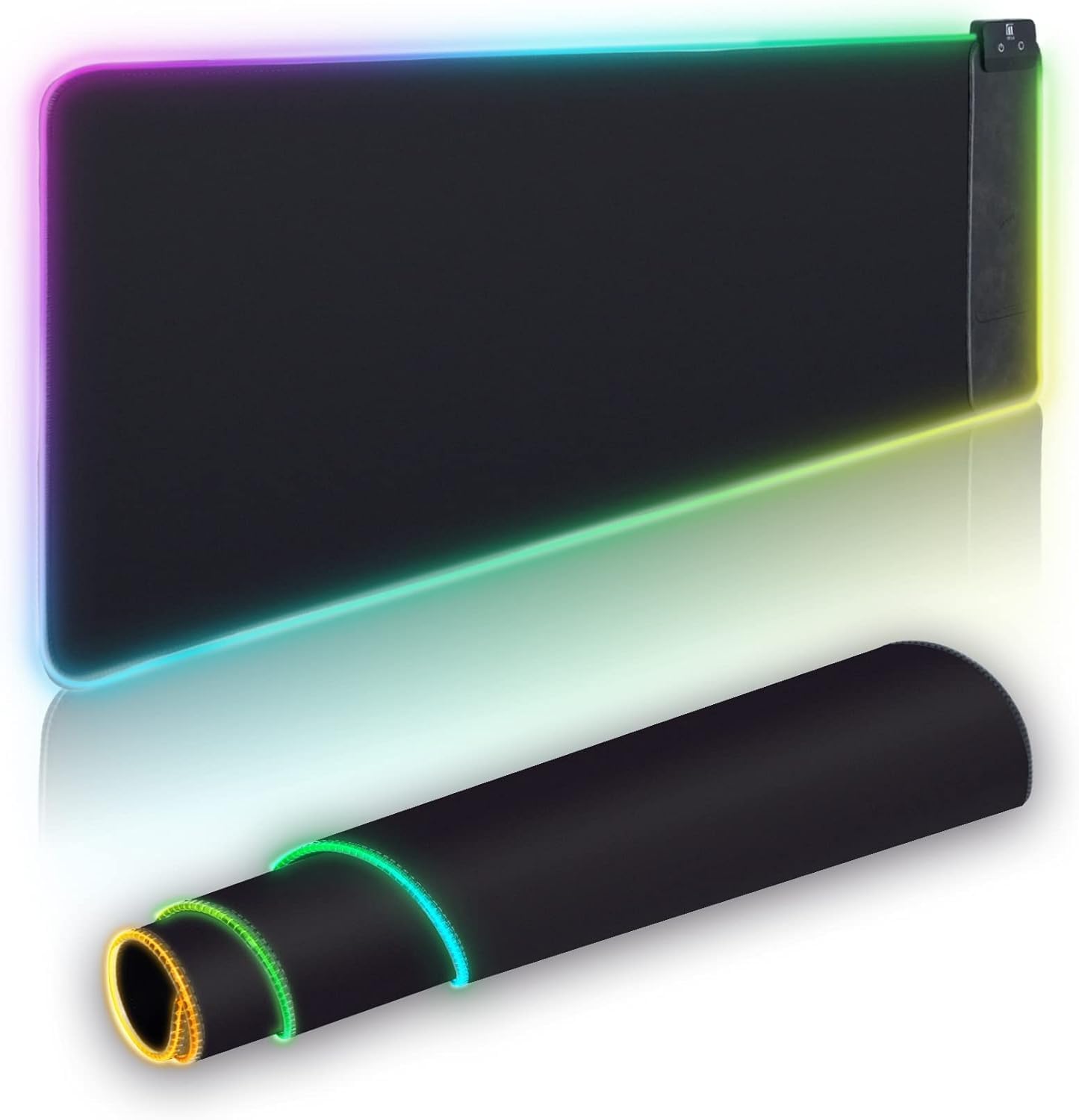 Alfombrilla de mouse LED, alfombrilla de mouse para juegos con carga inalámbrica, alfombrilla de escritorio grande, 10 colores de luz RGB,
