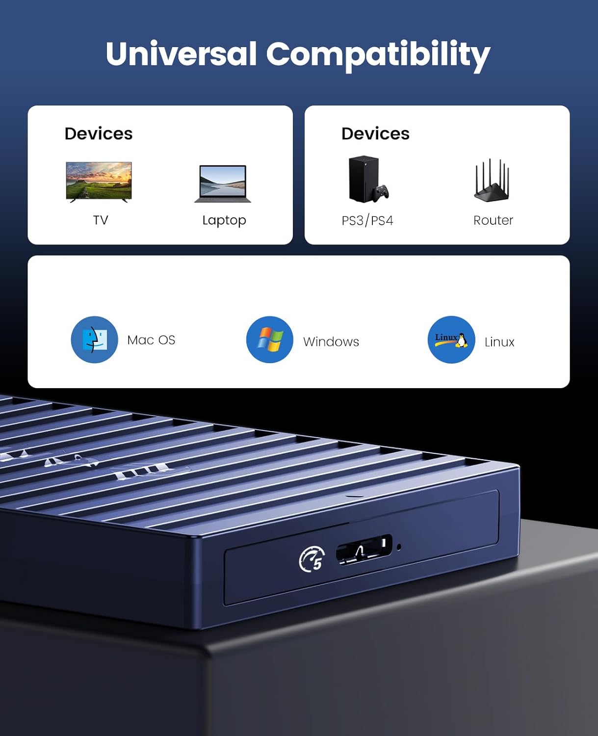 ORICO Caja de disco duro de 2.5″, caja de disco duro externo USB 3.0 de 5 Gbps sin herramientas para disco duro SATA HDD y SSD de 2.5 pulgadas,