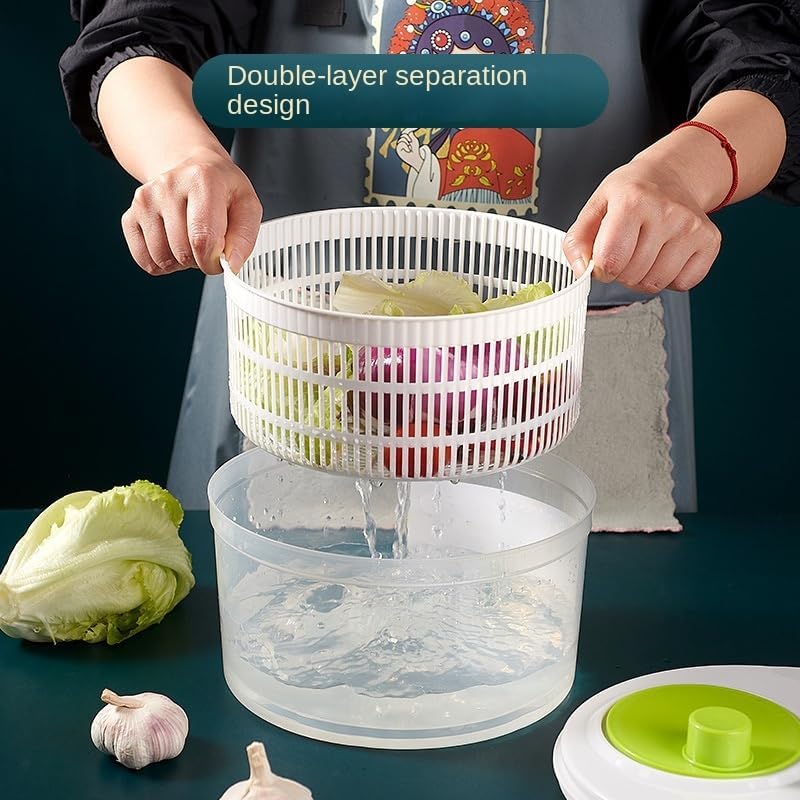 Escurridor de ensaladas, secadora de verduras fácil de usar Pro Pump Spinner con cuenco, colador y sistema de drenaje integrado para ensaladas