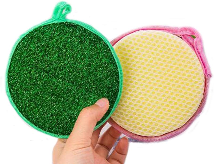 10 unidades de forma redonda de doble cara metálica esponja esponja limpiador de platos bolas de limpieza
