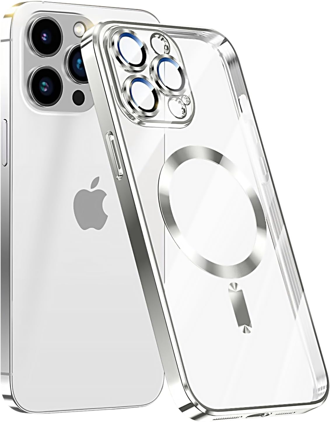 Funda magnética transparente para iPhone 15 Pro compatible con MagSafe protector de lente de cámara integrado Funda protectora de TPU para iPhone 15