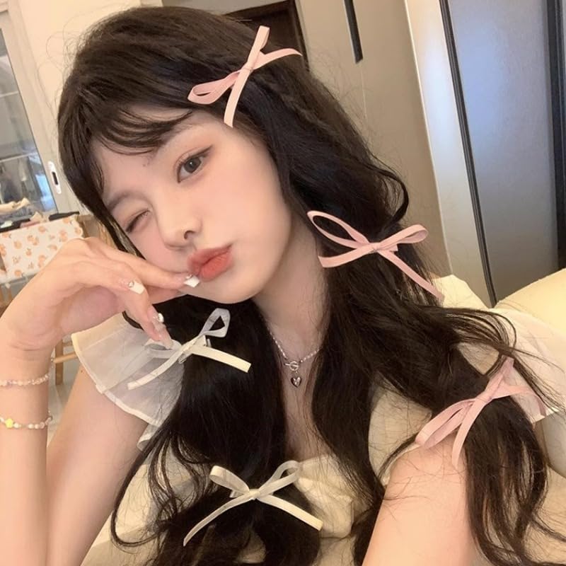 mdgfge 10 lazos de satén para el cabello, pinzas para el cabello Kawaii Sweet Hair Bow Claw Clips pequeño lindo lazo color sólido cinta de pelo