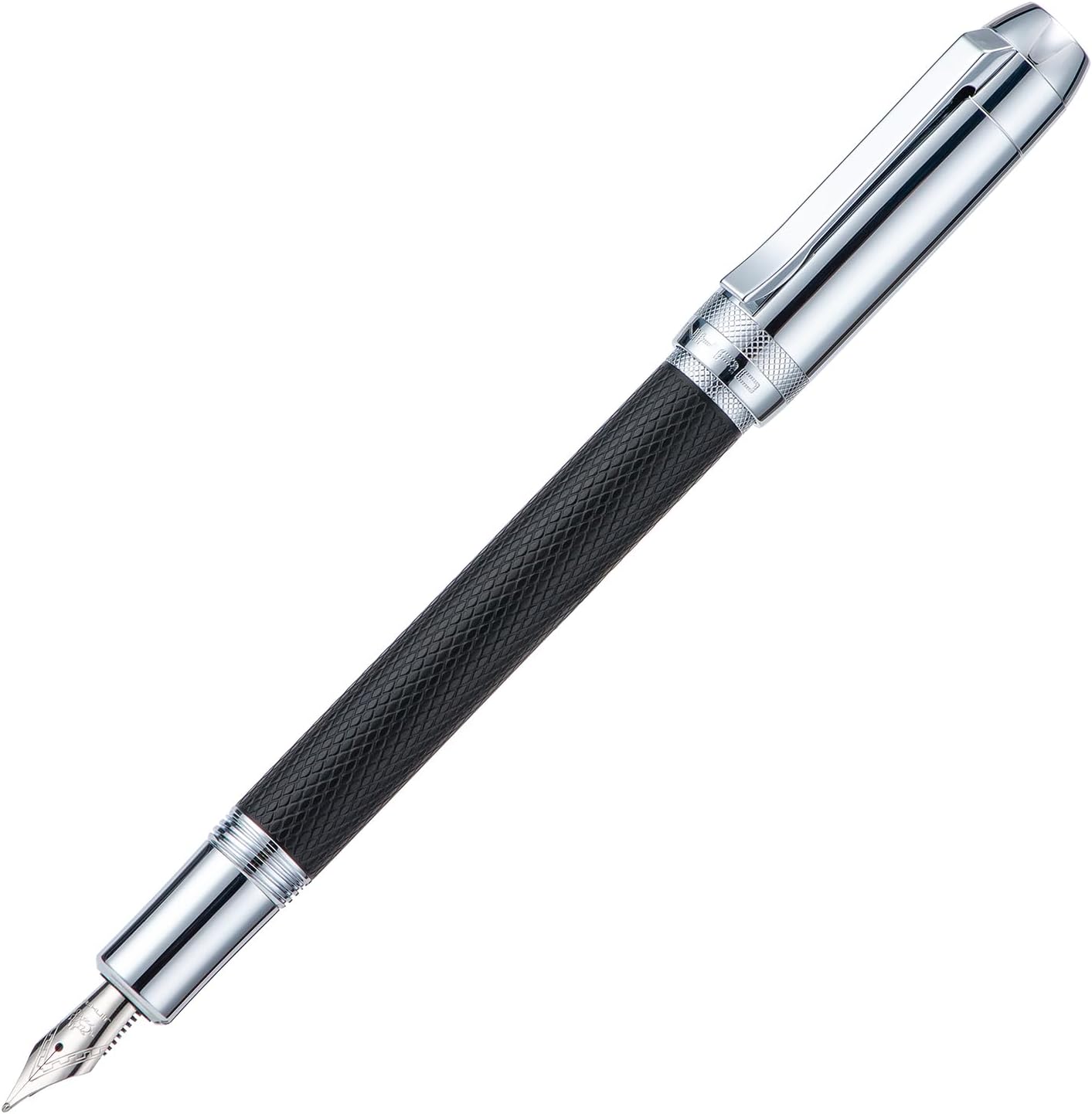 Jinhao 92 – Pluma estilográfica plateada negra, punta media, metal sólido con convertidor, lápiz de caligrafía