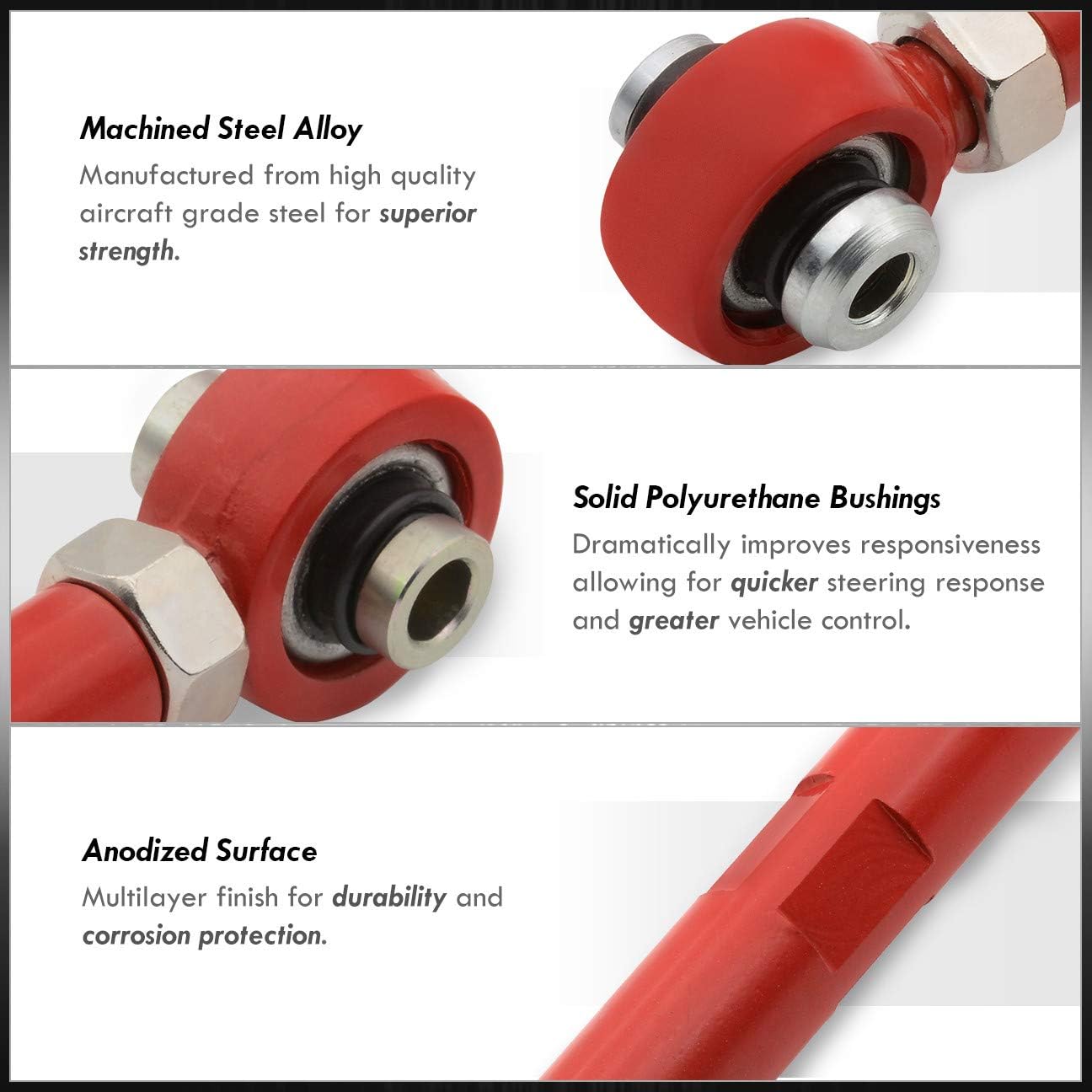AJP Distributors Suspensión trasera brazos de control barra Camber kit rojo compatiblereemplazo para E90 E91 E92 E93 E82 E86 E88 1 3 Series RWD 2006