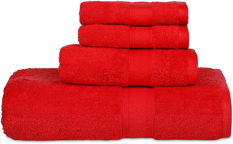 Juego de 4 toallas de baño  1 toalla de baño, 2 paños de lavado, 1 toalla de mano  Artículos esenciales de baño para el nuevo hogar, toallas de lujo