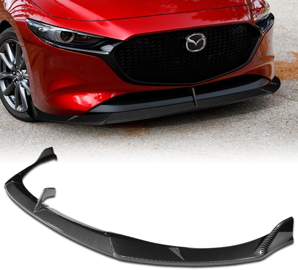 Q1-TECH, 5 piezas de borde delantero + falda lateral Rocker Winglet Canard difusor ala compatible con Mazda 3 Hatchback 2019-2024  modelo 5DR