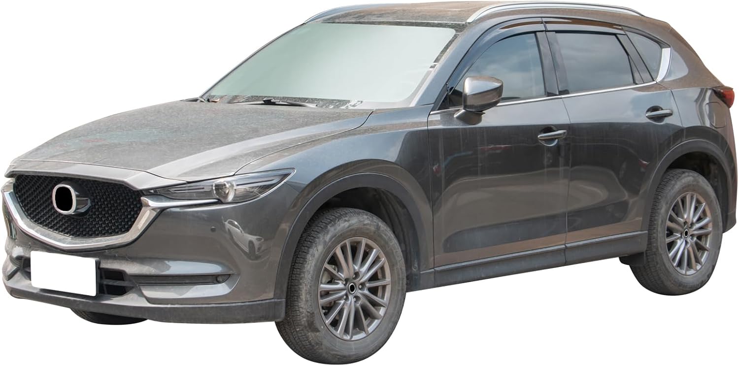 Viseras de ventana compatibles con Mazda CX-5 KE 2017-2024, tintado ahumado, semitransparente, inyección, de policarbonato, protección contra la