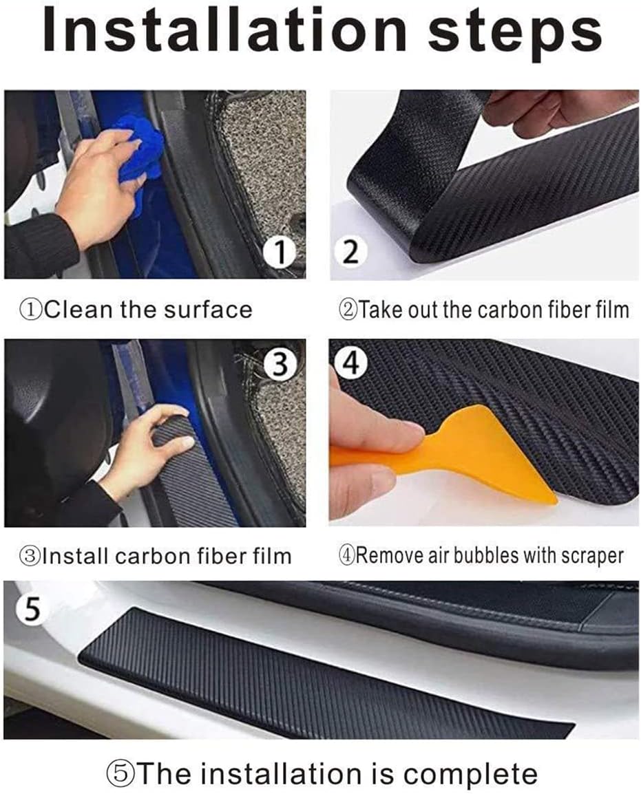 4 protectores de umbral de puerta de automóvil compatibles con Hyundai Santa Cruz, accesorios de automóvil, fibra de carbono, cuero texturizado de