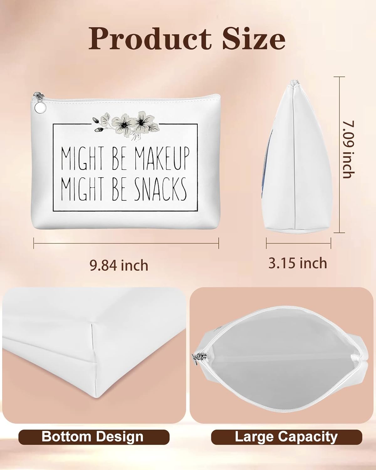 LISEVO Bolsa organizadora de maquillaje para regalos para hermanas, bolsa de cosméticos hecha a mano para mujer, 24Snacks, Fahion