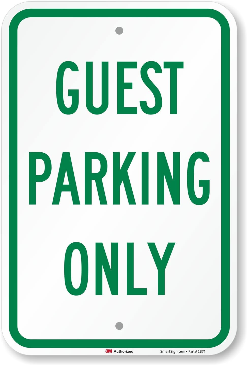SmartSign Letrero de “Guest Parking Only”  12 x 18 pulgadas, aluminio reflectante de grado de ingeniero 3M
