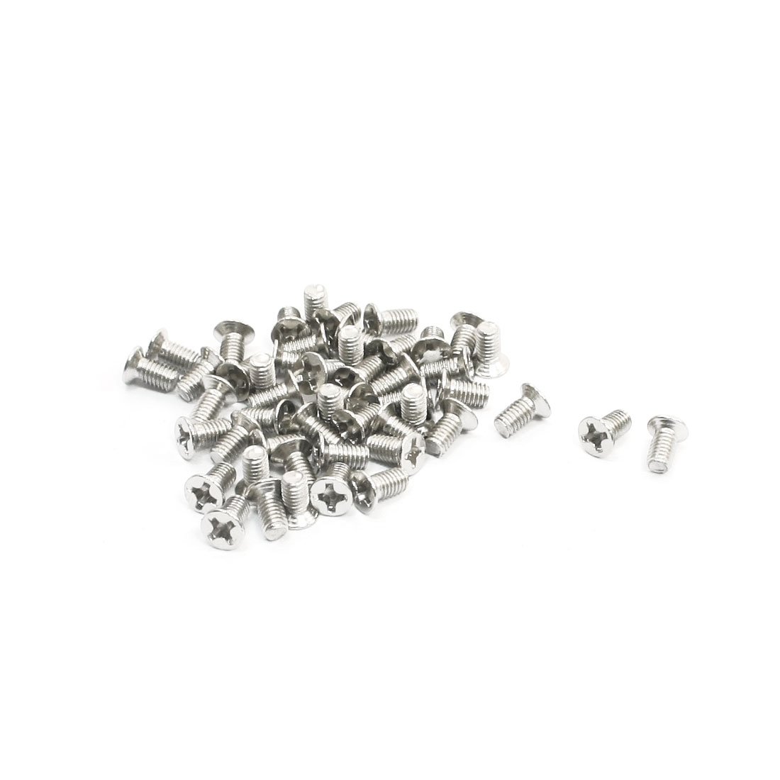IIVVERR Pieza de repuesto con imán de tono plateado, diseño de cruz Phillips empotrada, tornillo de cabeza de 0.118in x 0.236in, 50 unidades (parte
