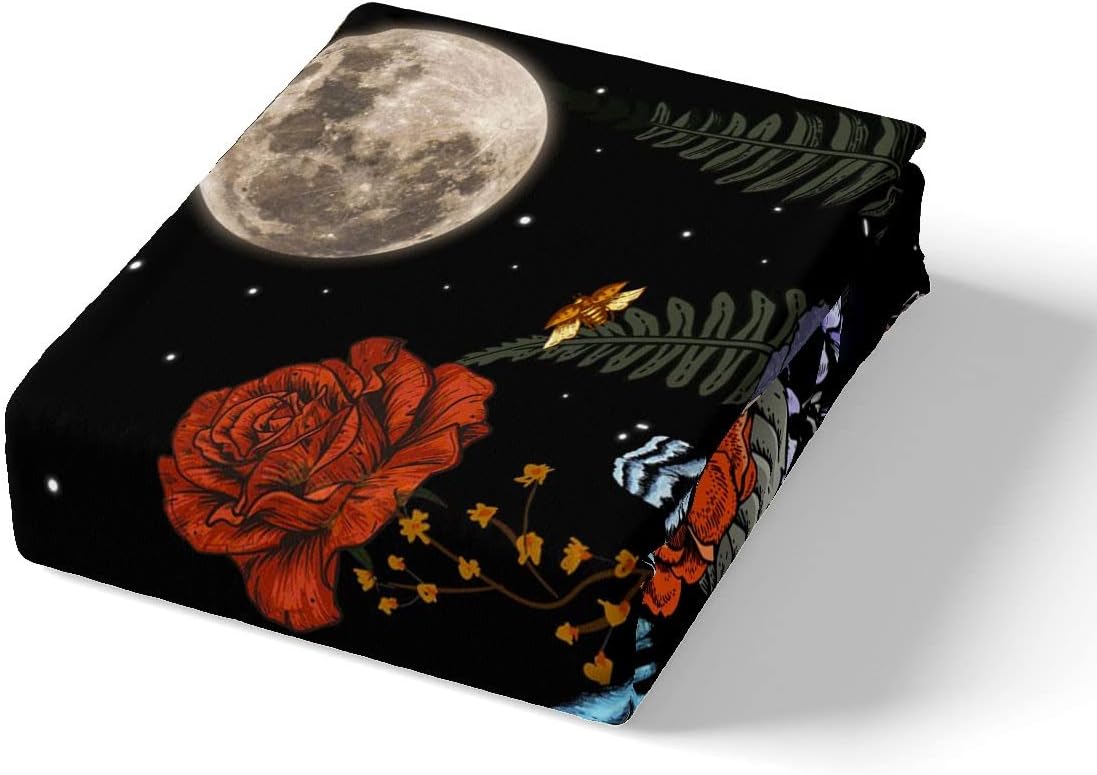 Erosebridal Juego de ropa de cama de calavera de azúcar, funda de edredón de flores botánicas para niños y niñas, decoración del hogar, funda de