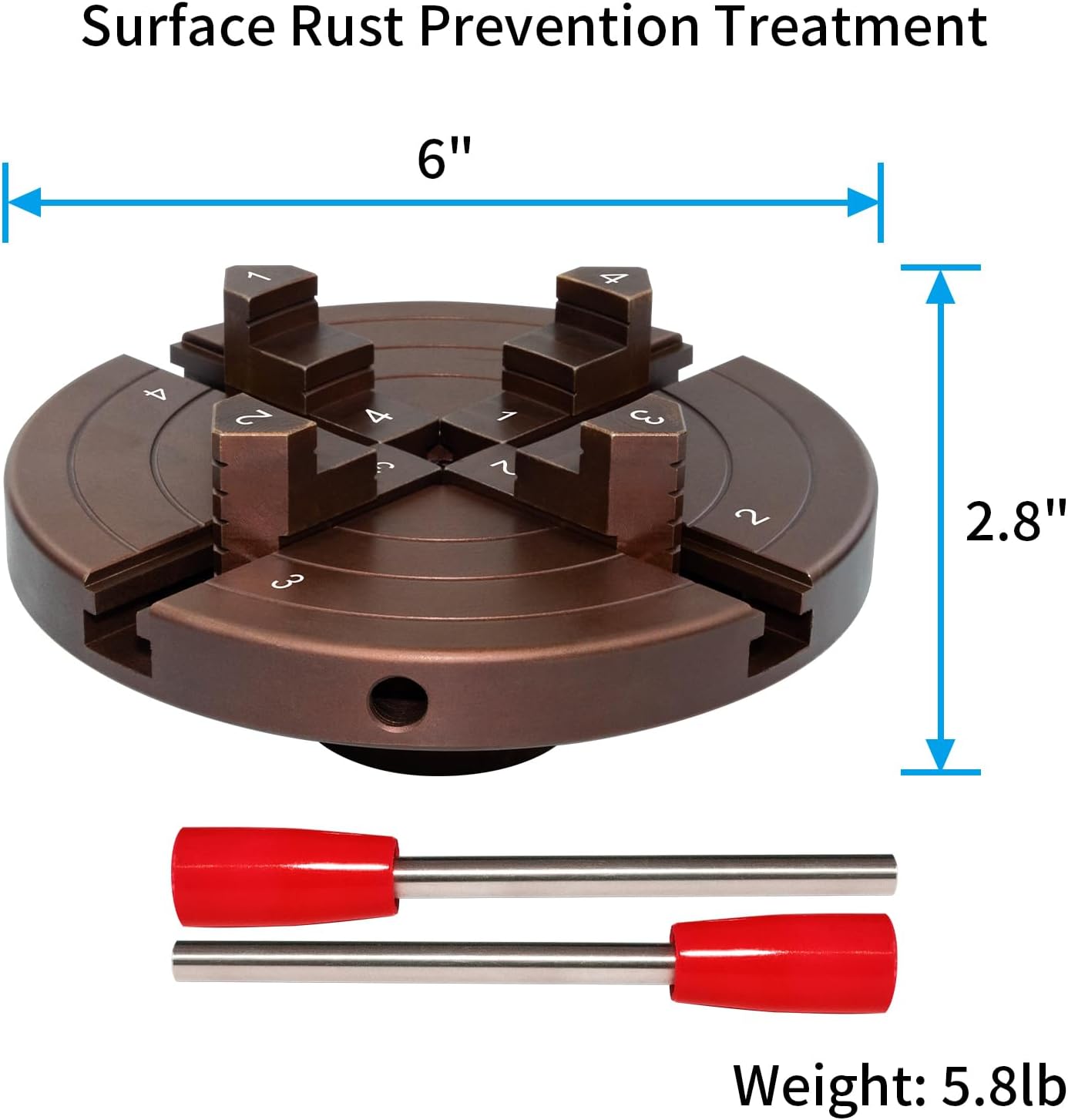 Juego de mandril de torno de madera de 6 pulgadas, rosca de 1-14 x 8 tpi y adaptador de 1 x 8 tpi, juego de mandíbulas de torneado de madera de 4