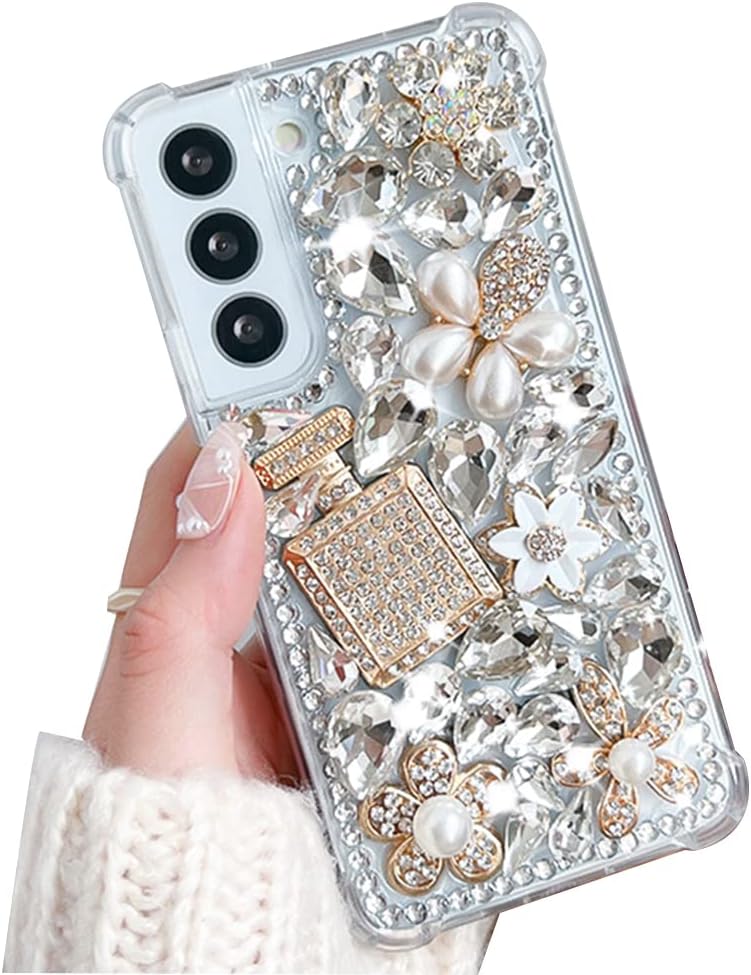 Funda para Samsung Galaxy S23 para mujer con diamantes de imitación brillantes, funda de lujo con purpurina para Galaxy S23, bonita funda para niñas
