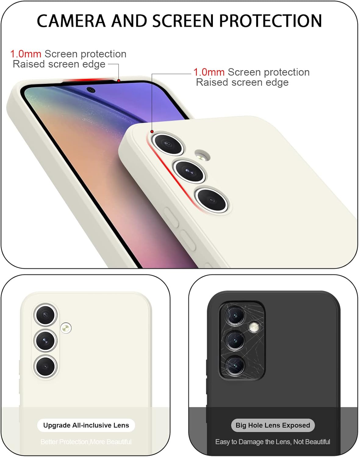 AK Funda protectora para Samsung Galaxy A54 5G, elegante funda protectora de cuerpo completo de silicona líquida delgada para Samsung Galaxy A54 5G