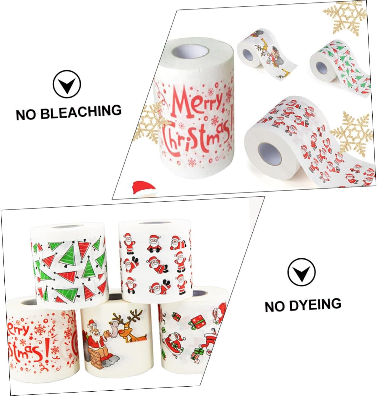 Didiseaon 5 rollos de papel higiénico navideño divertido papel higiénico de Navidad impreso suministros de fiesta Feliz árbol de Navidad,