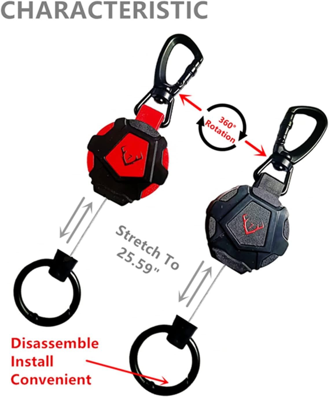 CARDCONVEX Retractable Keychain,Retractable Badge Holders,Heavy Duty Retractable Keychain,Id Badge Holders Retractable