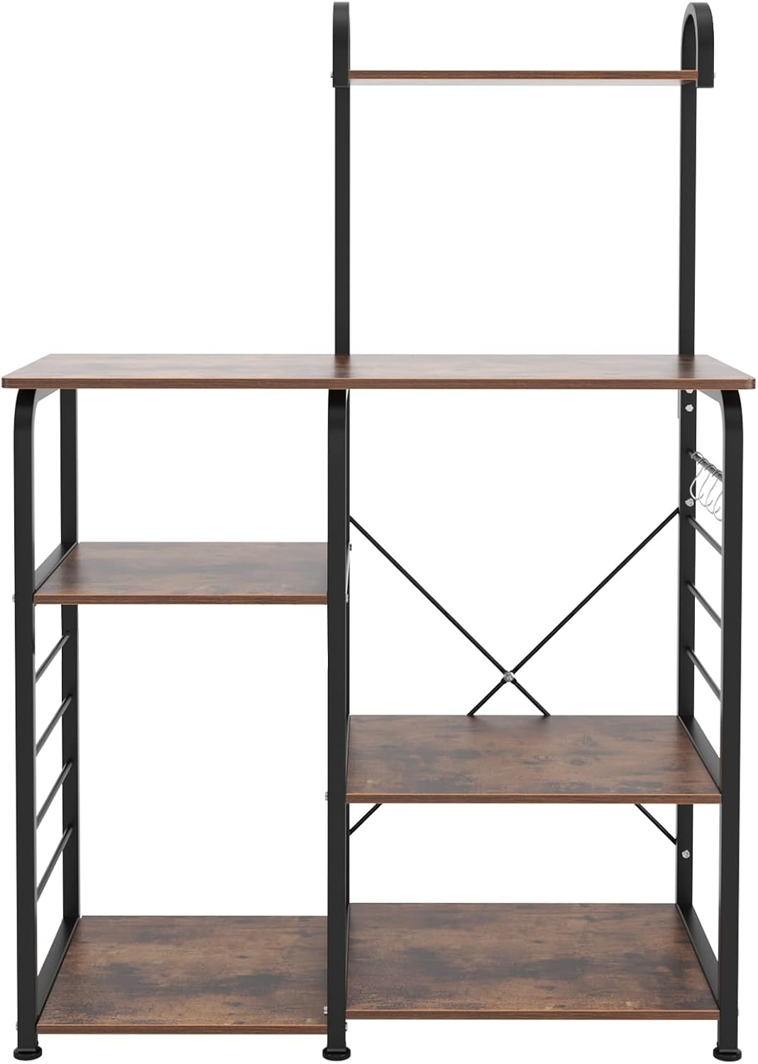 SDHYL Barra de café, estante para horno de 35 pulgadas, soporte para microondas con 5 estantes de almacenamiento y ganchos, estantes de cocina,