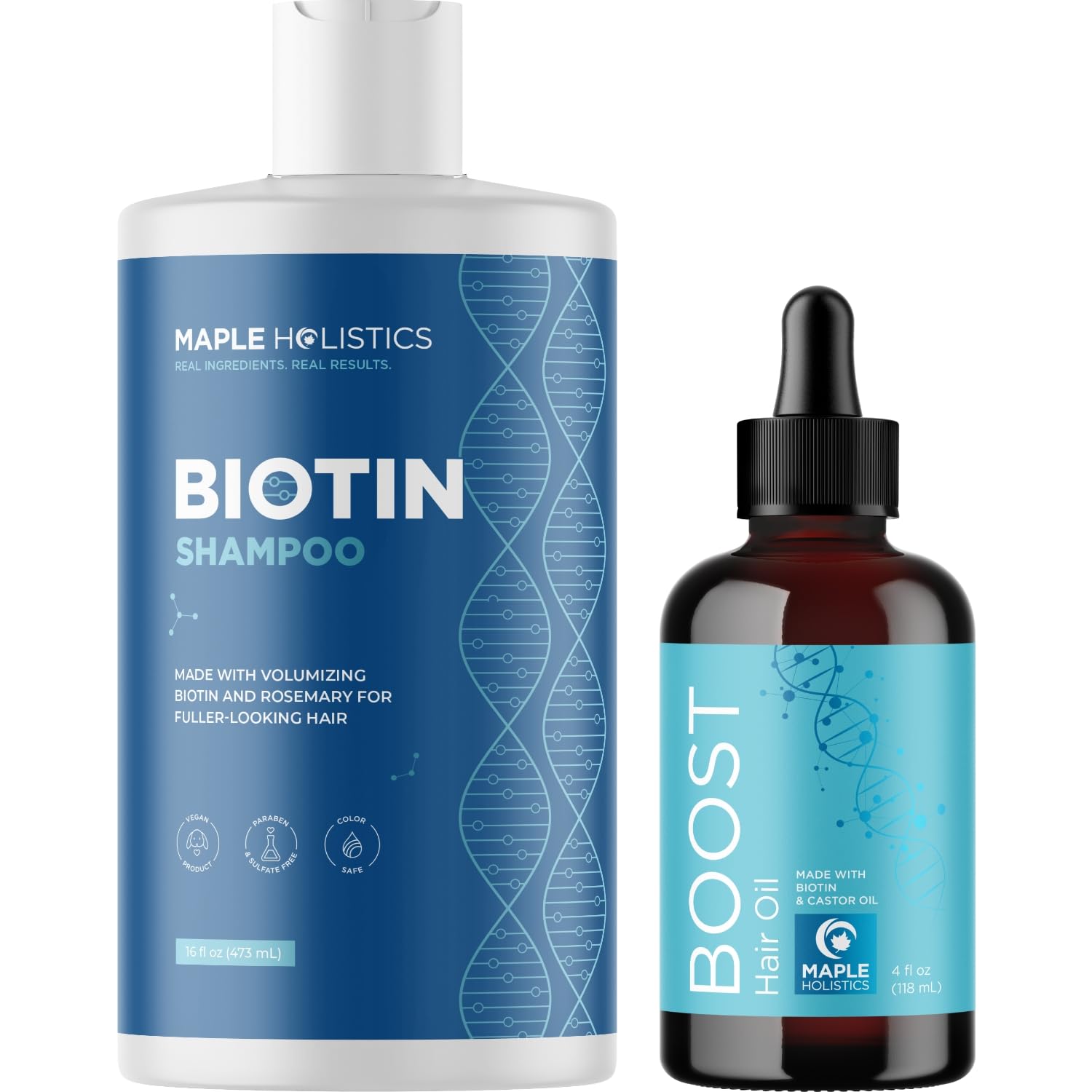 Champú de biotina vegana y aceite de biotina para el cabello, champú grande para engrosar el cabello y suero de biotina para el crecimiento del
