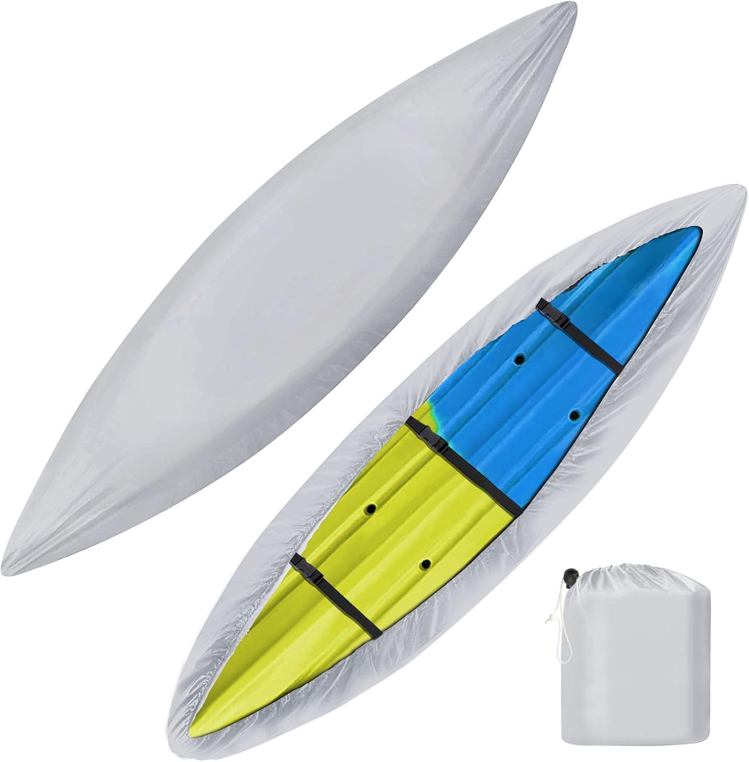 iCOVER – Funda para kayak, resistente al agua, para canoa, resistente a los rayos UV, cubierta para lancha de pesca para almacenamiento al aire