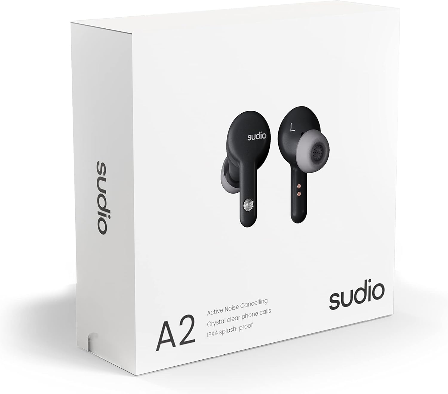 Sudio Auriculares inalámbricos A2 con funda de carga, auriculares con cancelación de ruido intrauditivos con micrófono, Bluetooth 5.2, tiempo de