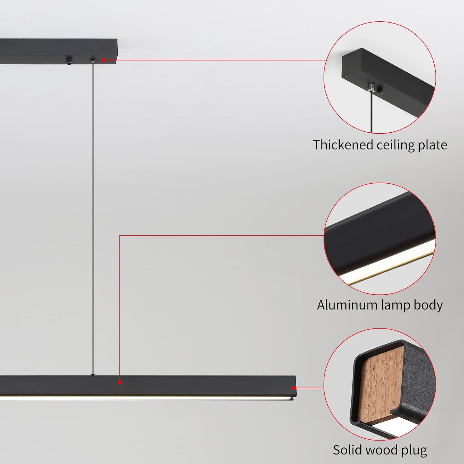 Lámparas colgantes lineales LED de 47 pulgadas, luz de mesa de billar regulable de 25 W con control remoto, luces modernas de isla para cocina,