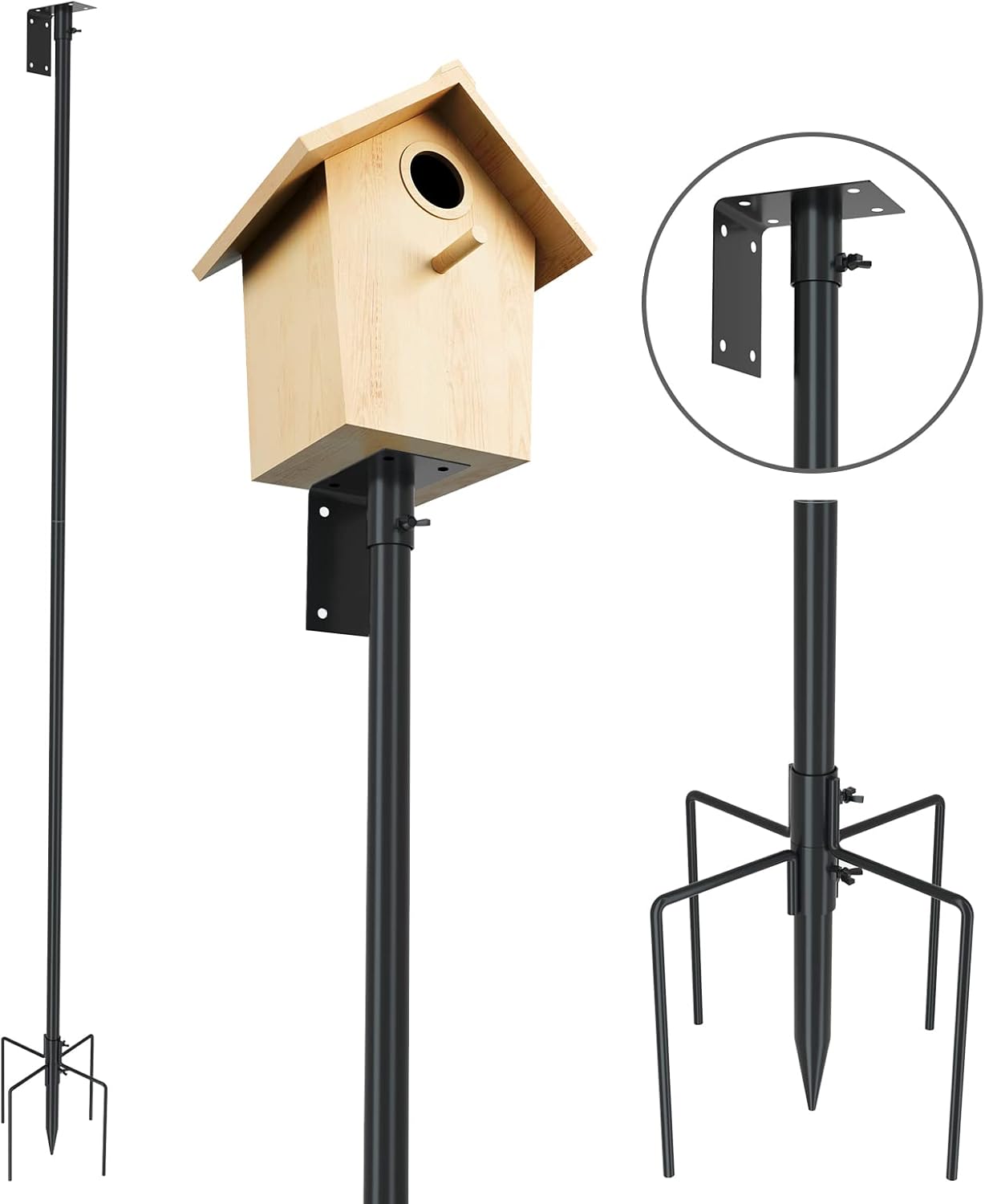 ERYTLLY Bird House – Kit de montaje en poste de 96 pulgadas, barra de soporte universal ajustable para colibríes, soporte universal con 5 puntas