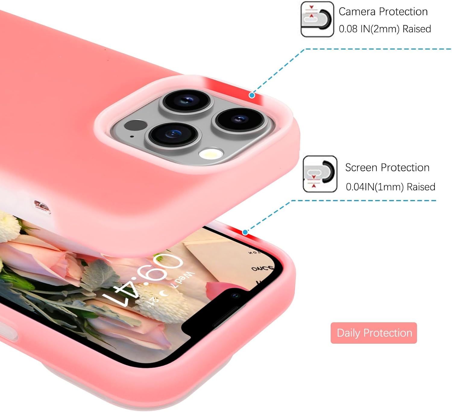 GUAGUA Funda para iPhone 13 Pro, iPhone 13 Pro Jelly Funda de silicona líquida, delgada y suave, forro de microfibra fina, con textura, funda
