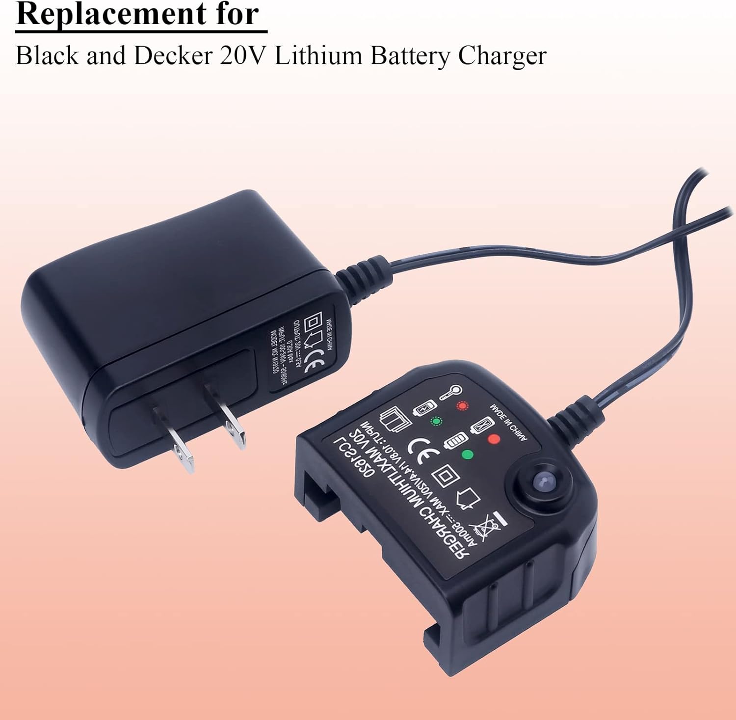 Lasica Repuesto para cargador de batería de litio de 20 V Black and Decker LCS1620B compatible con Black & Decker 20 voltios Max Litio LBXR20