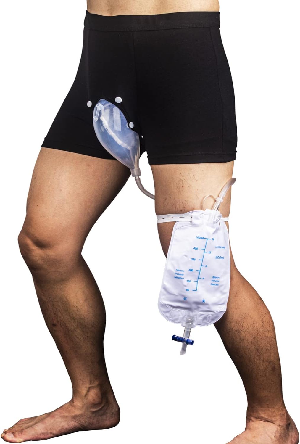 Urinario masculino  Urinario de hombre portátil para estar de pie y caminar, embudo colector de orina reutilizable con cintura elástica y 2 bolsas