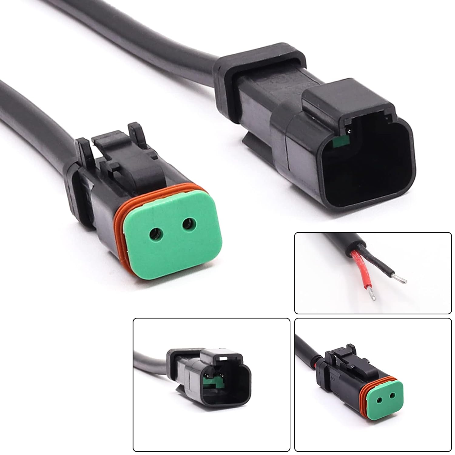 Deutsch DT macho hembra arnés de cableado DTP 2 pines macho hembra adaptador de enchufe eléctrico conectores de repuesto con cable de coleta para