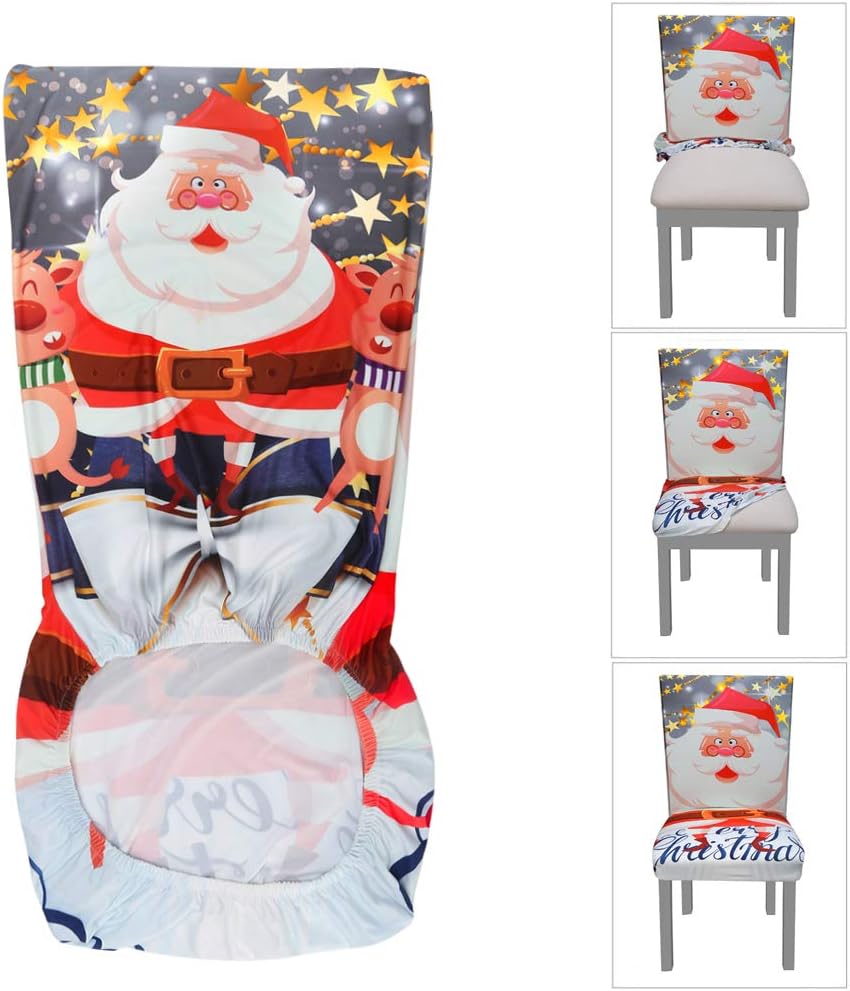 Funda protectora elástica para silla de comedor, de licra, extraíble y lavable, funda protectora para silla con estampado de Navidad para sillas de