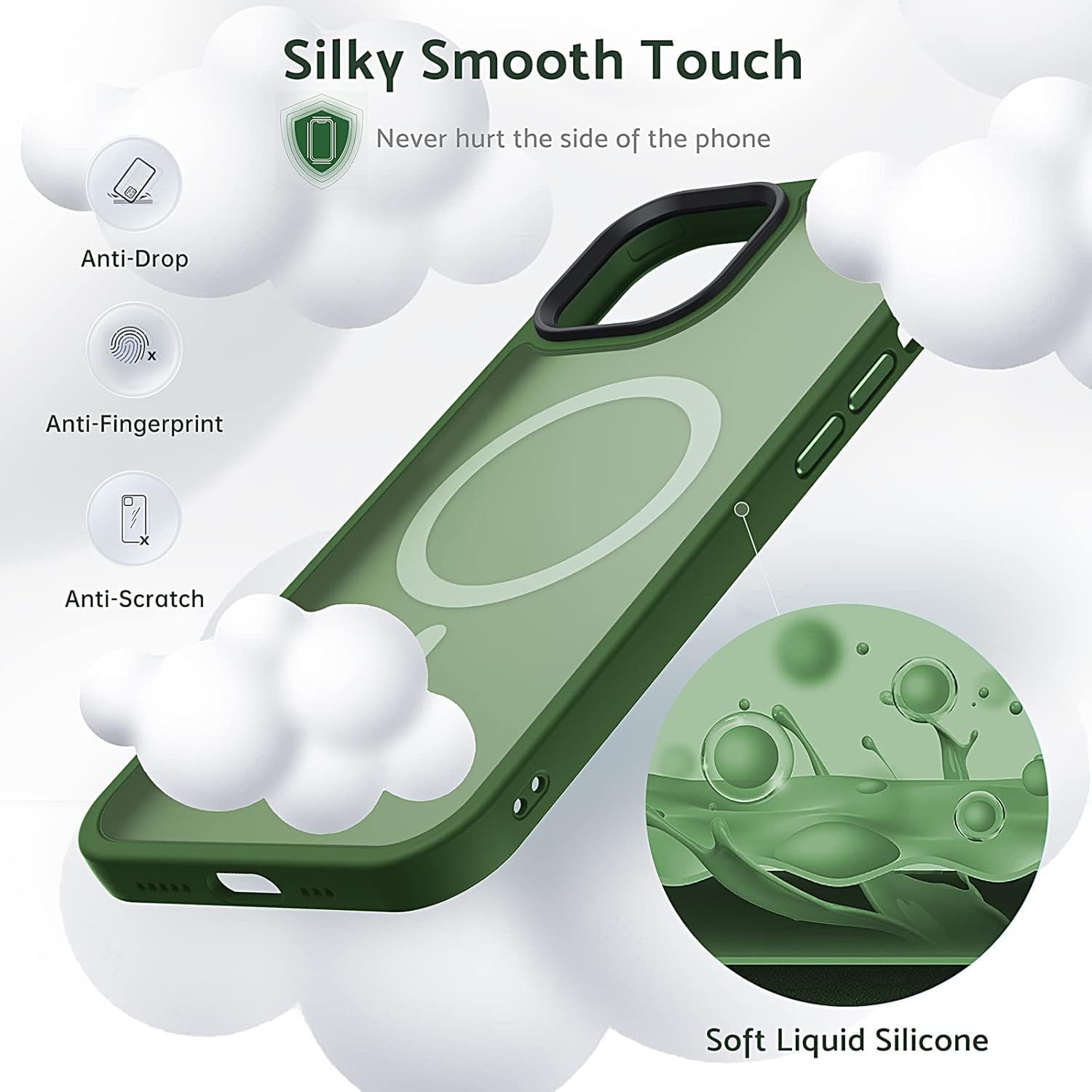 Anqrp Funda diseñada para iPhone 1212 Pro, compatible con Magsafe, funda translúcida de silicona súper suave para iPhone 12 de 6.1 pulgadas, color