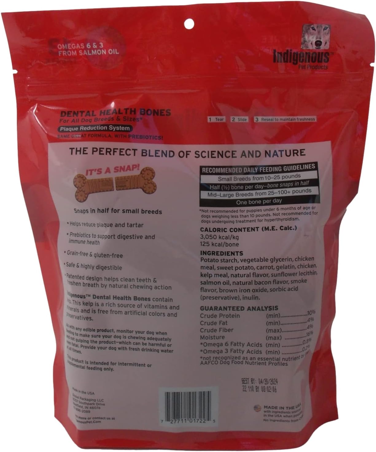 Indigenous Paquete variado de 2 sabores de huesos de salud dental sin granos (1) sabor tocino ahumado y (1) sabor a zanahoria y calabaza, 17 onzas.