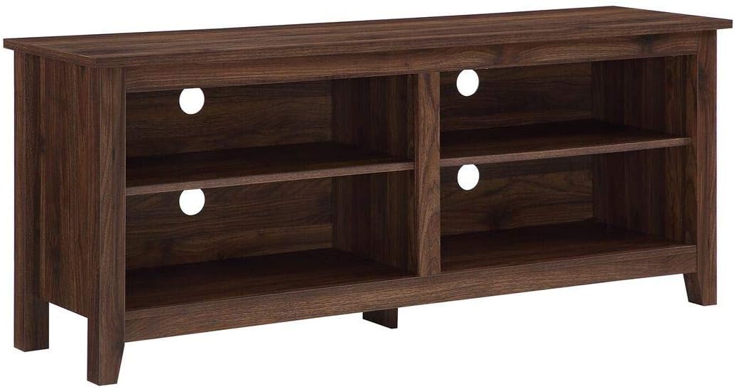Soporte Walker Edison Wren Classic para TV de hasta 65 pulgadas, 58 pulgadas con 4 compartimientos, color nogal oscuro.