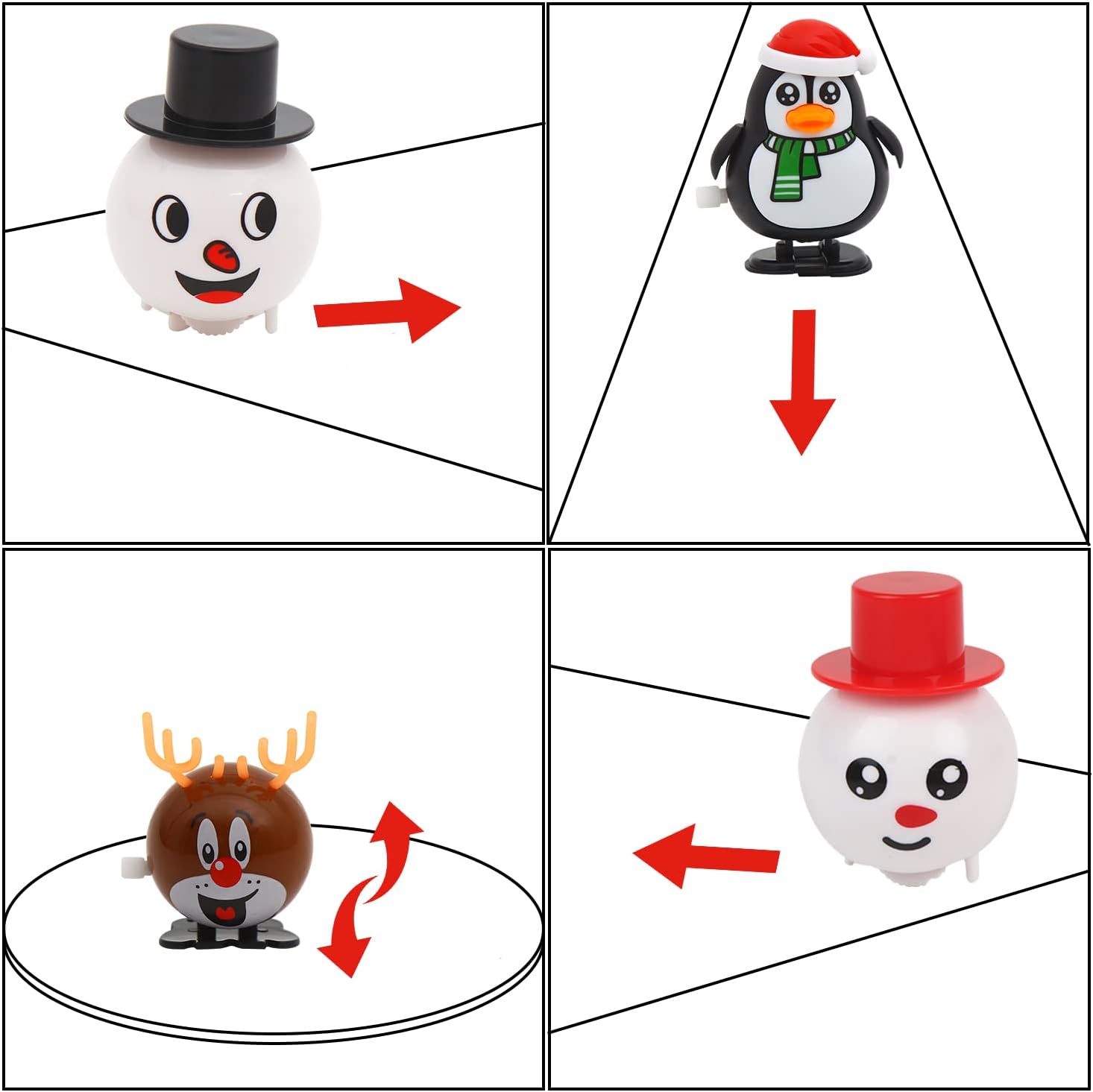 CCINEE 12 paquetes de juguetes de Navidad para decoración de Navidad, juguetes de relojería, rellenos de calcetines para fiesta de Navidad, relleno
