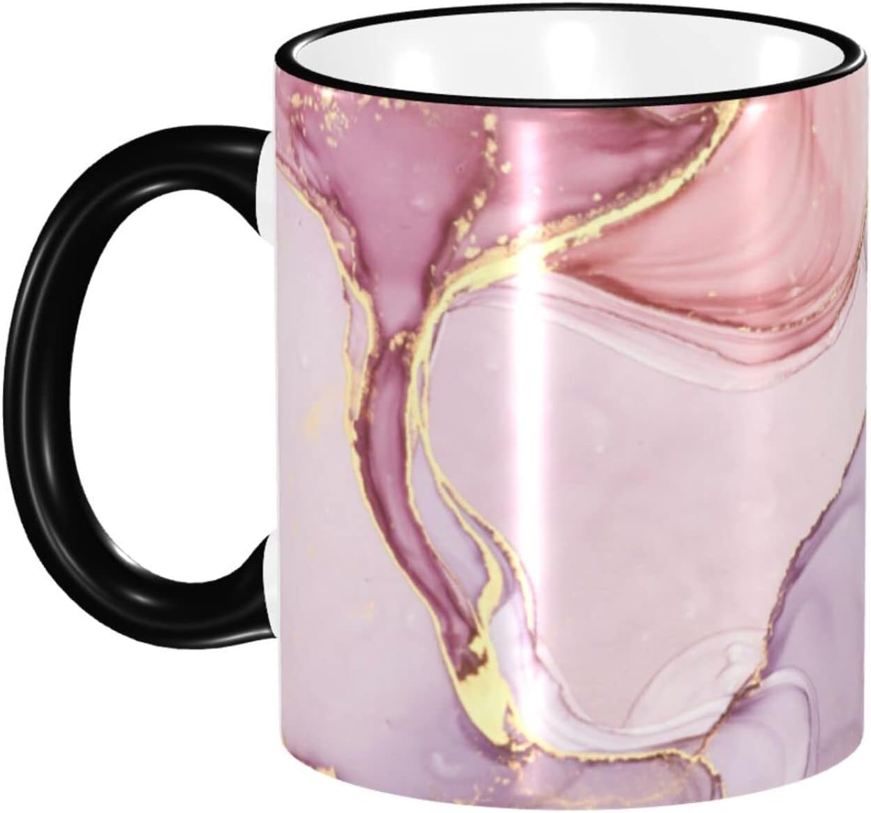 Taza de café rosa de mármol para mujeres y niñas, 12 onzas, té caliente con asa, apto para microondas, amigos, familia, personalizado
