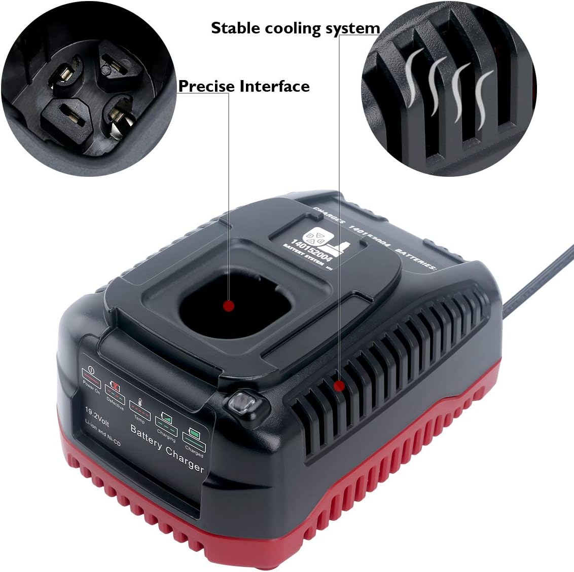 Cargador rápido de 19.2 V 140152004 repuesto para Craftsman C3 19.2 voltios compacto de iones de litioNi-Cad Diehard batería 1425301 1323903