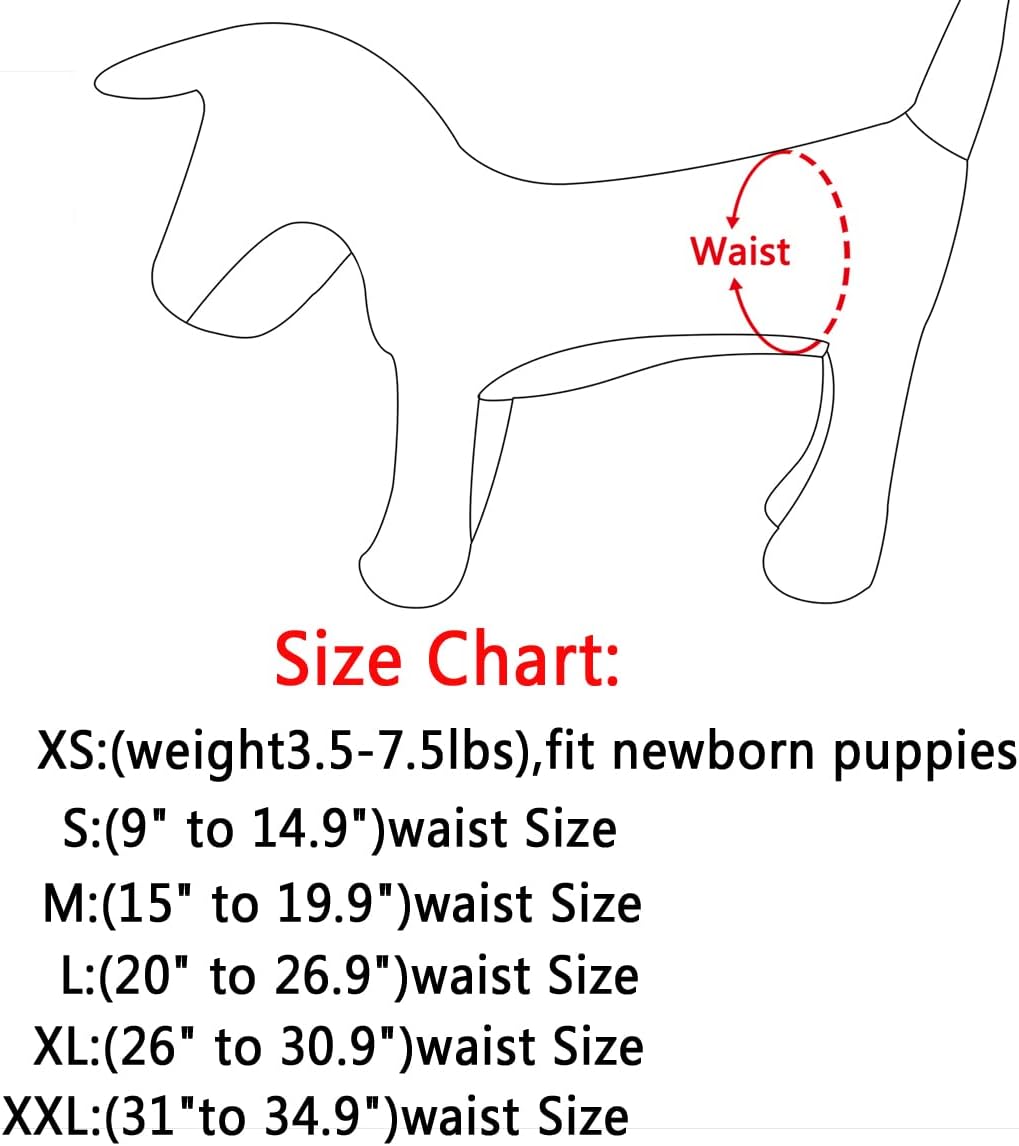 Vecomfy Pañales lavables para perras pequeñas, paquete de 4, reutilizables, a prueba de fugas, grandes, talla L