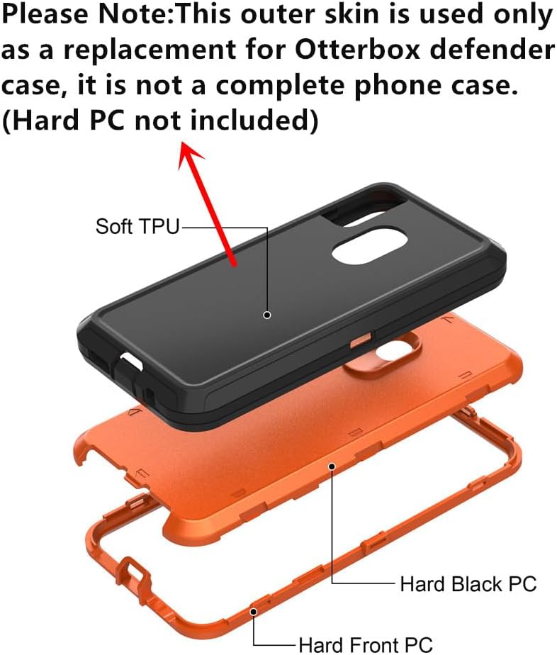 Funda externa de repuesto TPE compatible con Otterbox Defender Series para iPhone 13, color negro
