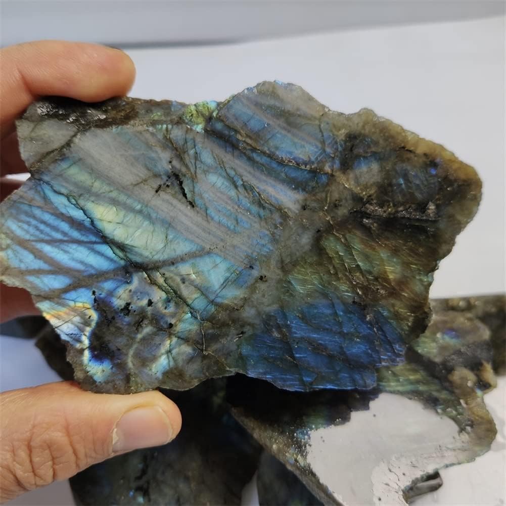 FUFIZU Home Decor, Natural Genuine Crystal Labradorite Original Labradorite Moonstone Natural Stones Ornament Moonstone Gifts,Natural Crystal